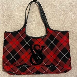Victoria's Secret Red and Black Tartan Tote